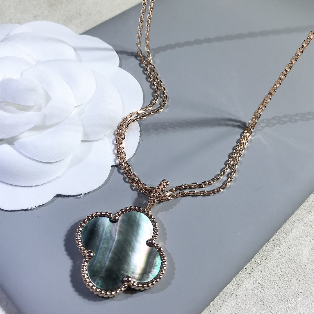 [Everoly JW]CLOVER 25MM GOLD DARK MOP BIG CLOVER NECKLACE