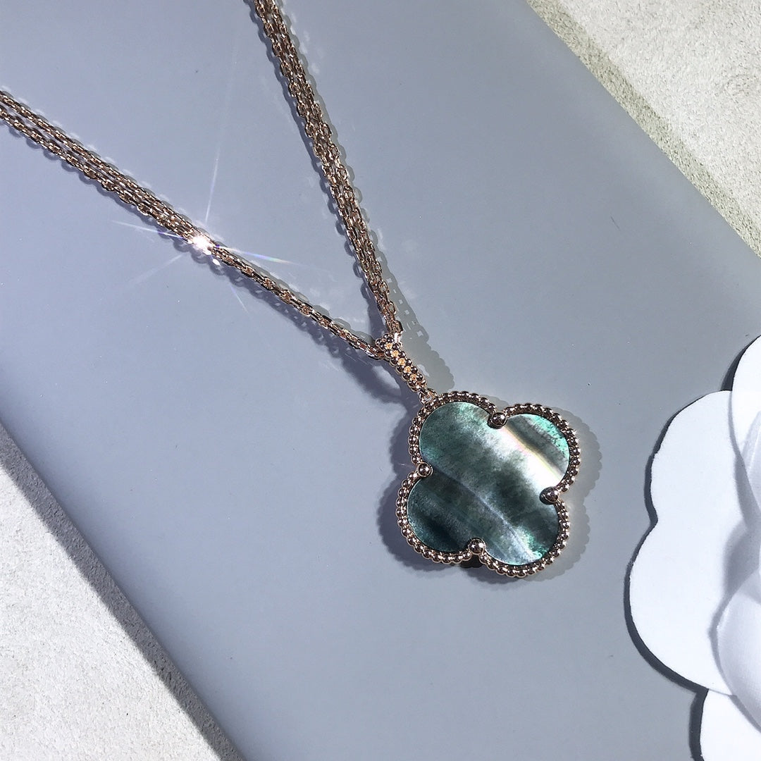 [Everoly JW]CLOVER 25MM GOLD DARK MOP BIG CLOVER NECKLACE