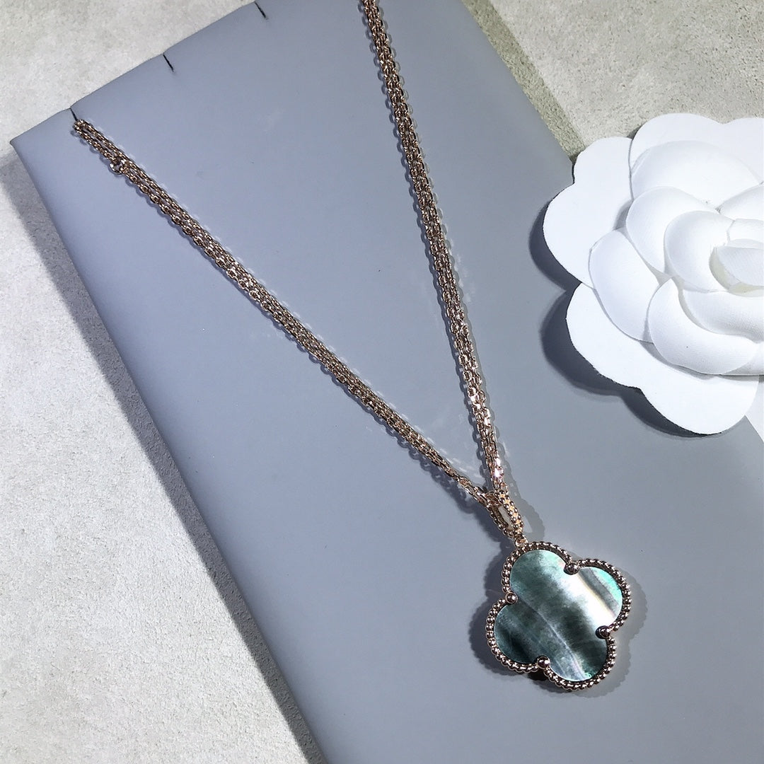 [Everoly JW]CLOVER 25MM GOLD DARK MOP BIG CLOVER NECKLACE