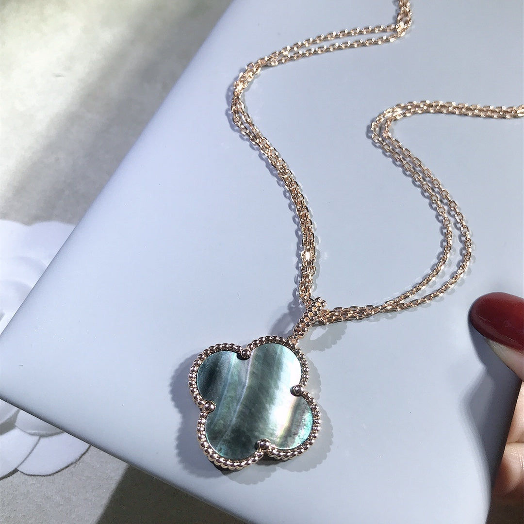 [Everoly JW]CLOVER 25MM GOLD DARK MOP BIG CLOVER NECKLACE
