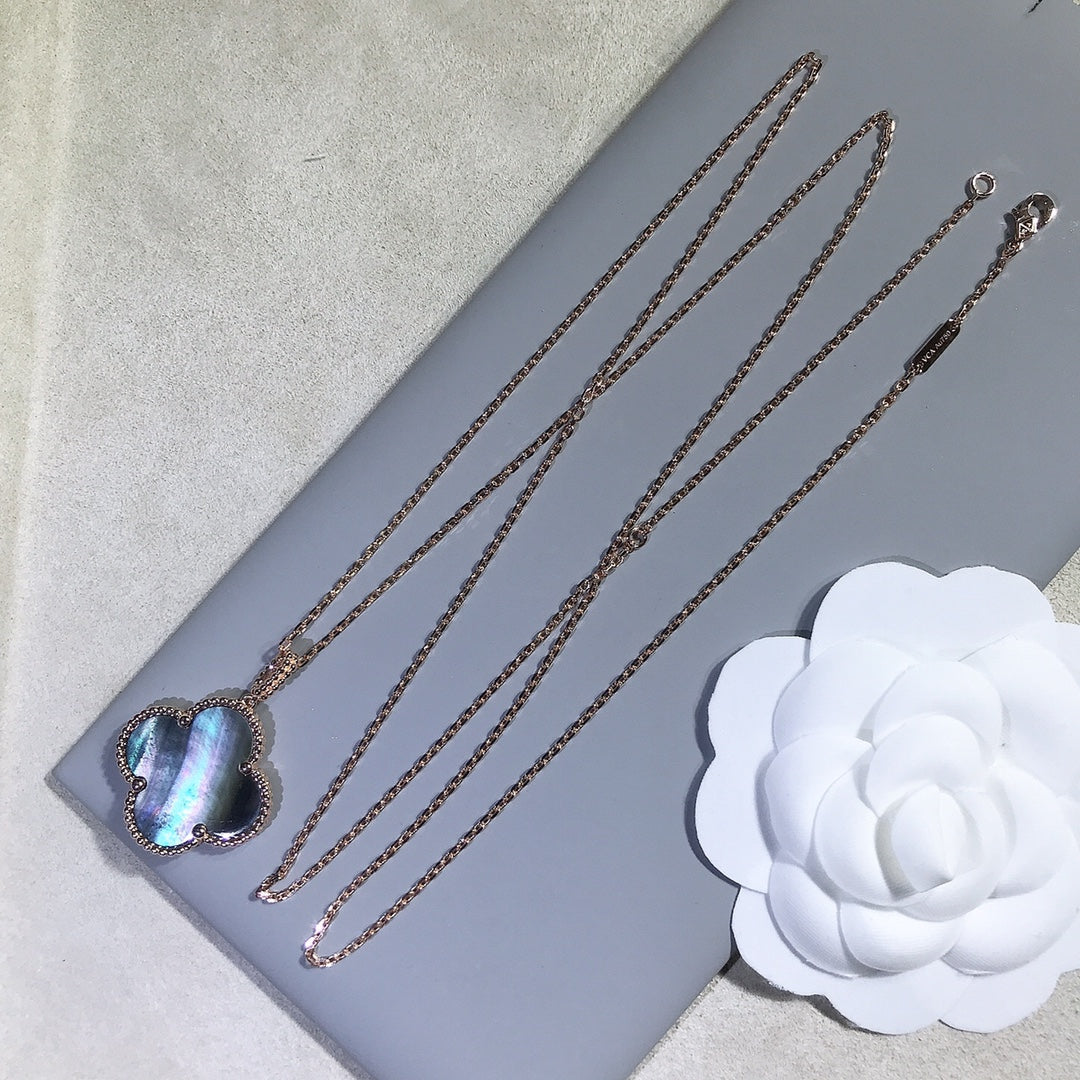 [Everoly JW]CLOVER 25MM GOLD DARK MOP BIG CLOVER NECKLACE