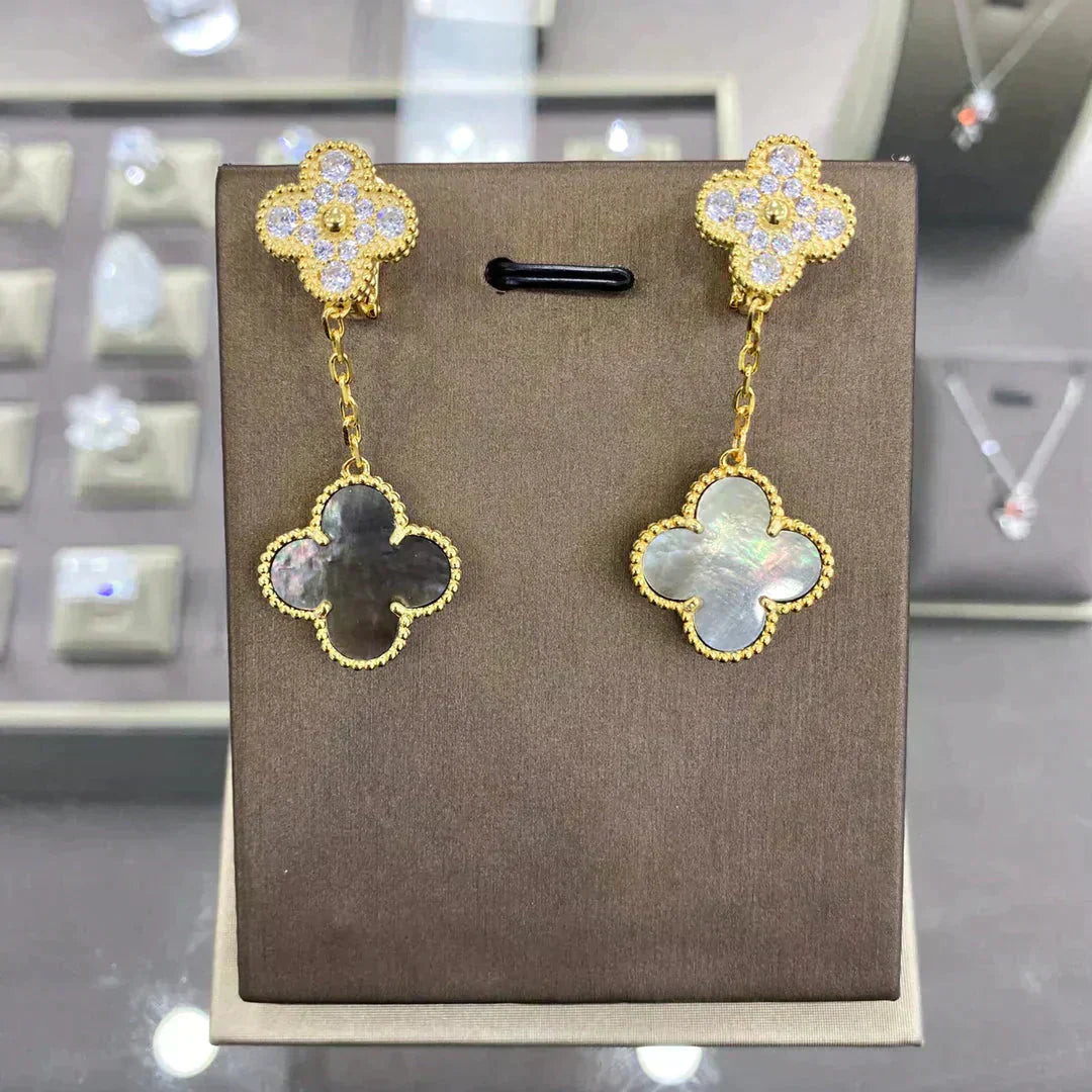 [Everoly JW]CLOVER  2 MOTIFS  DIAMOND  EARRINGS (MULTIPLE CHOICESç´