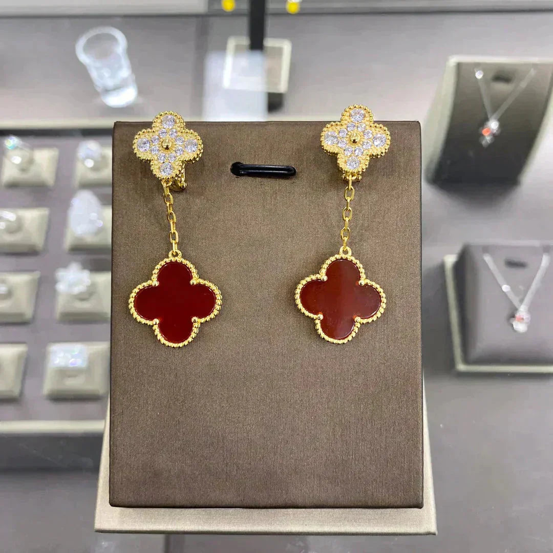 [Everoly JW]CLOVER  2 MOTIFS  DIAMOND  EARRINGS (MULTIPLE CHOICESç´