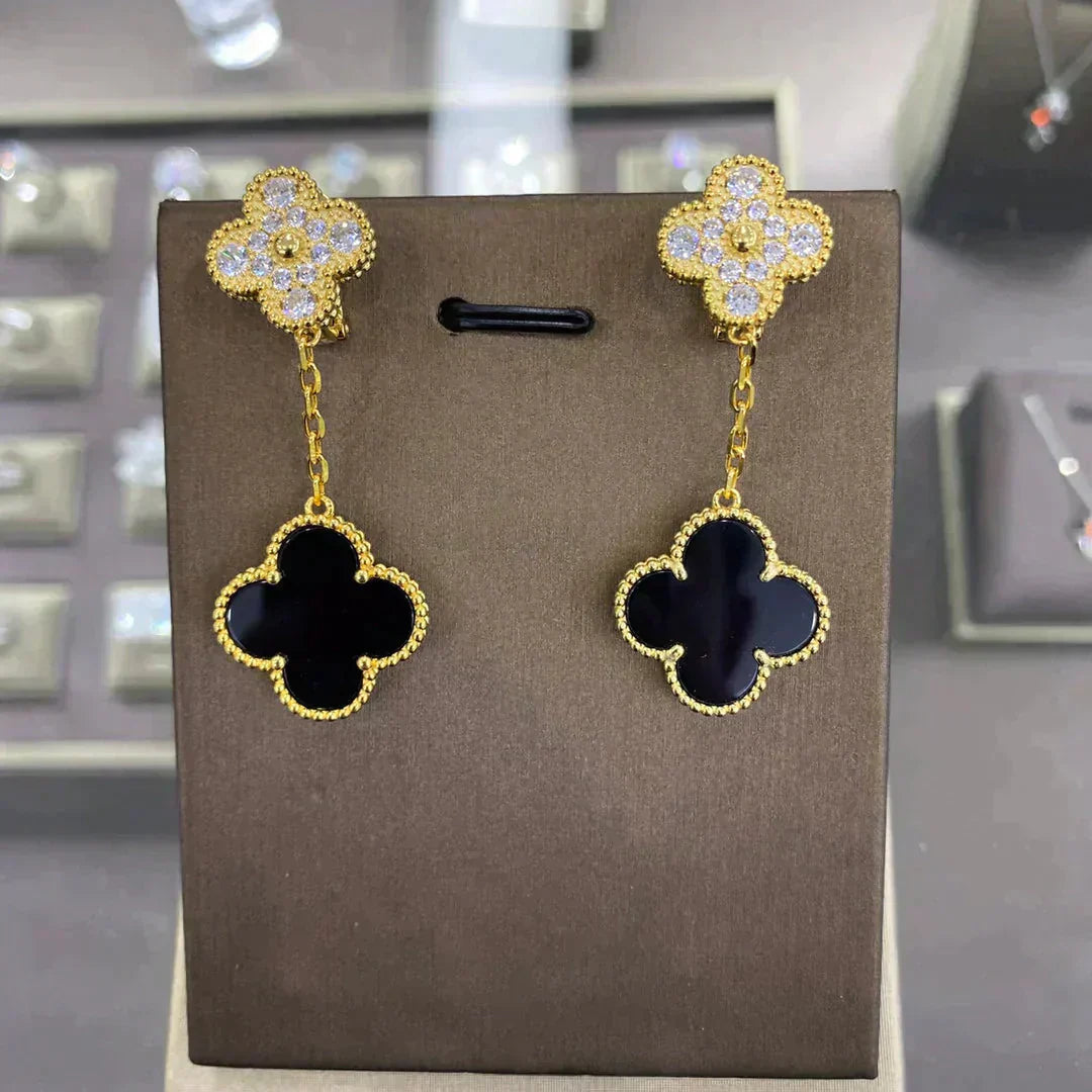 [Everoly JW]CLOVER  2 MOTIFS  DIAMOND  EARRINGS (MULTIPLE CHOICESç´