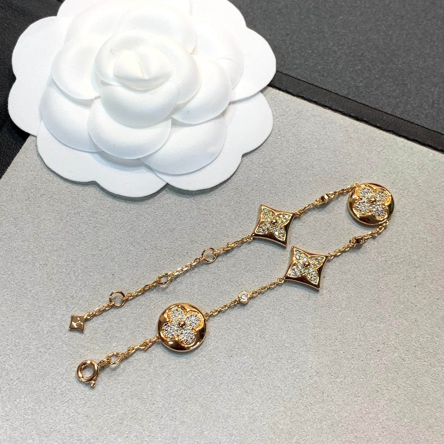 [Everoly JW]STAR AND SUN 4 MOTIFS GOLD DIAMONDS BRACELET