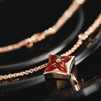 [Everoly JW]STAR NECKLACE PINK GOLD 1 DIAMOND