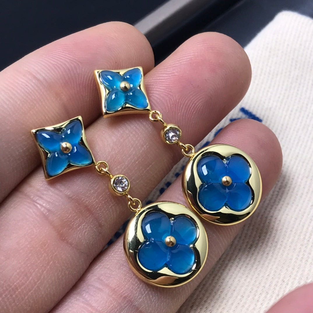 [Everoly JW]STAR AND SUN AGATE DIAMOND EARRINGS