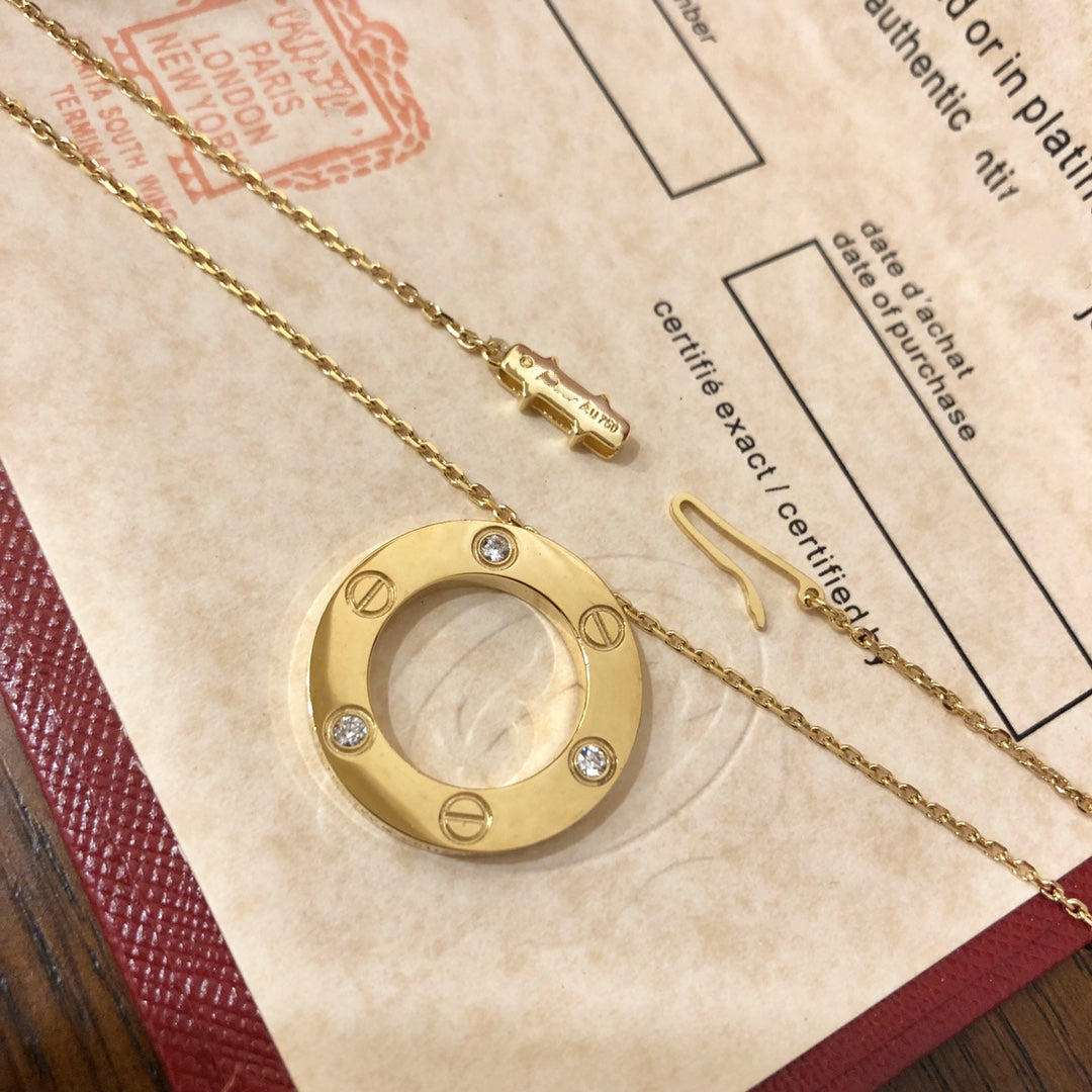 [Everoly JW]LOVE NECKLACE 16MM 3 DIAMONDS
