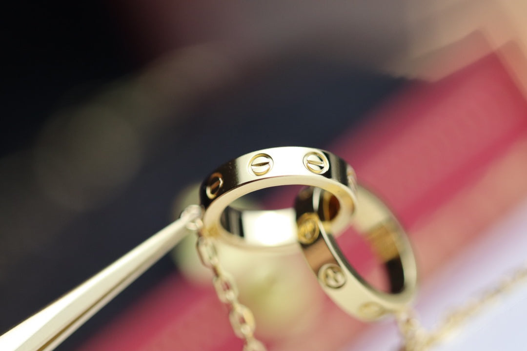 [Everoly JW]LOVE NECKLACE DOUBLE RING GOLD