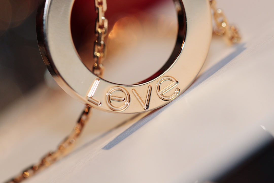 [Everoly JW]LOVE NECKLACE 16MM 6 DIAMONDS PINK GOLD