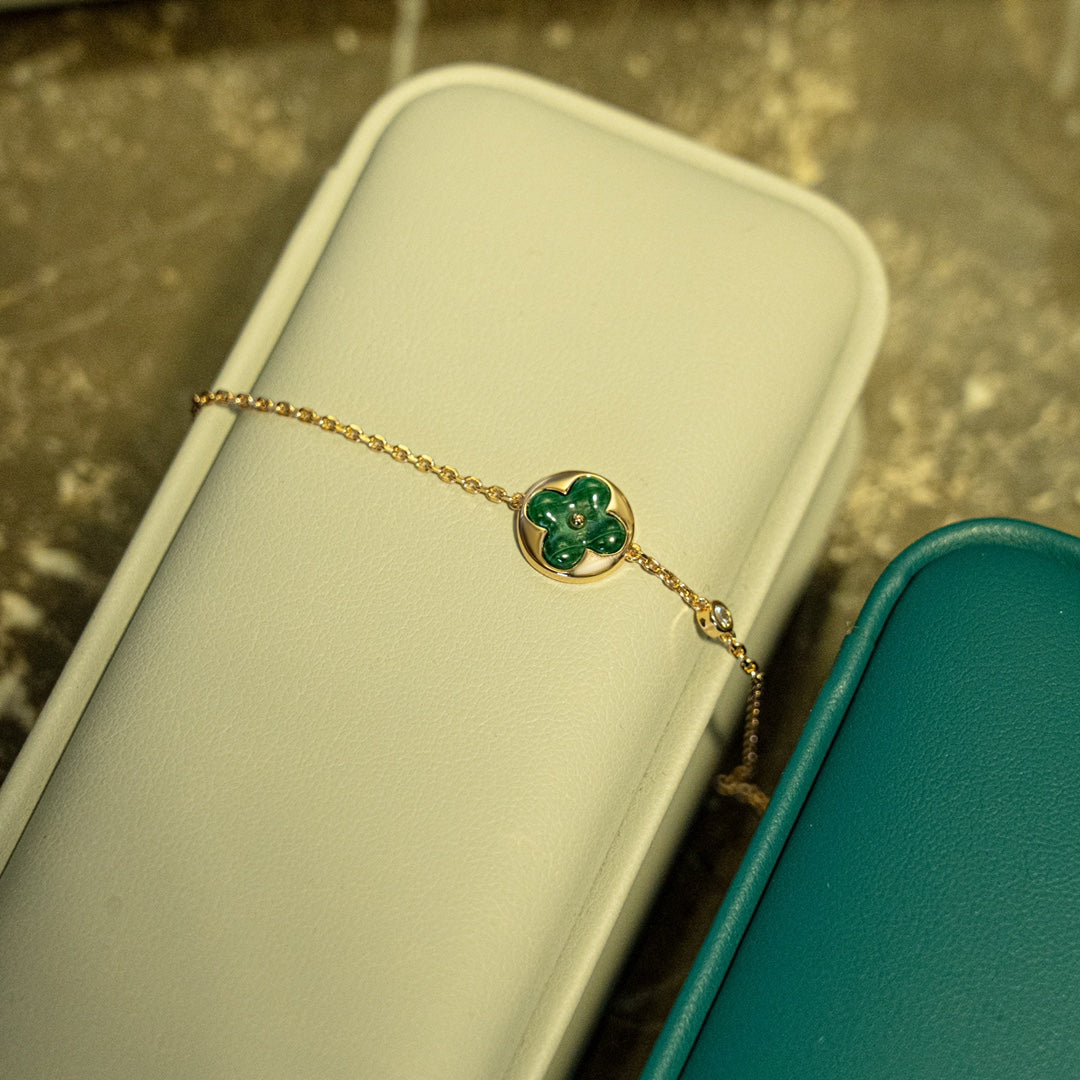 [Everoly JW]SUN MALACHITE 1 DIAMOND PINK GOLD BRACELET