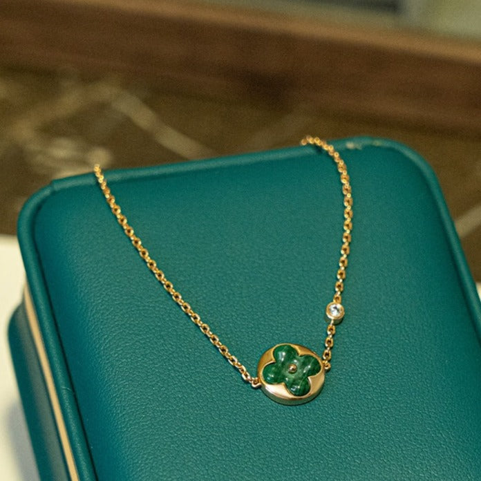 [Everoly JW]SUN MALACHITE 1 DIAMOND PINK GOLD BRACELET