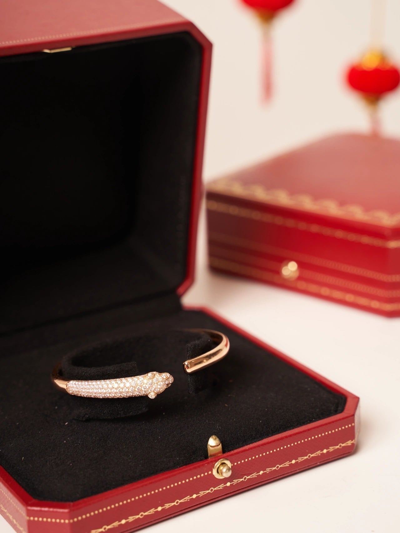 [Everoly JW]PANTHERE ROSE GOLD DIAMOND OPEN BRACELET