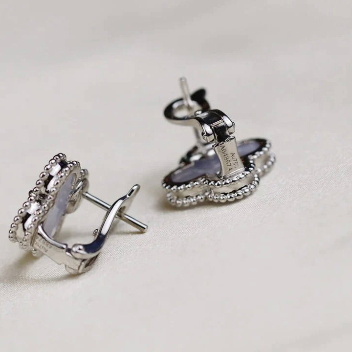 [Everoly JW]CLOVER MEDIUM 1 MOTIFS  WHITE MOP EARRINGS SILVER