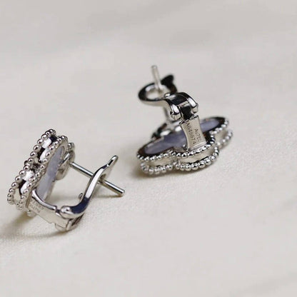 [Everoly JW]CLOVER MEDIUM 1 MOTIFS  WHITE MOP EARRINGS SILVER