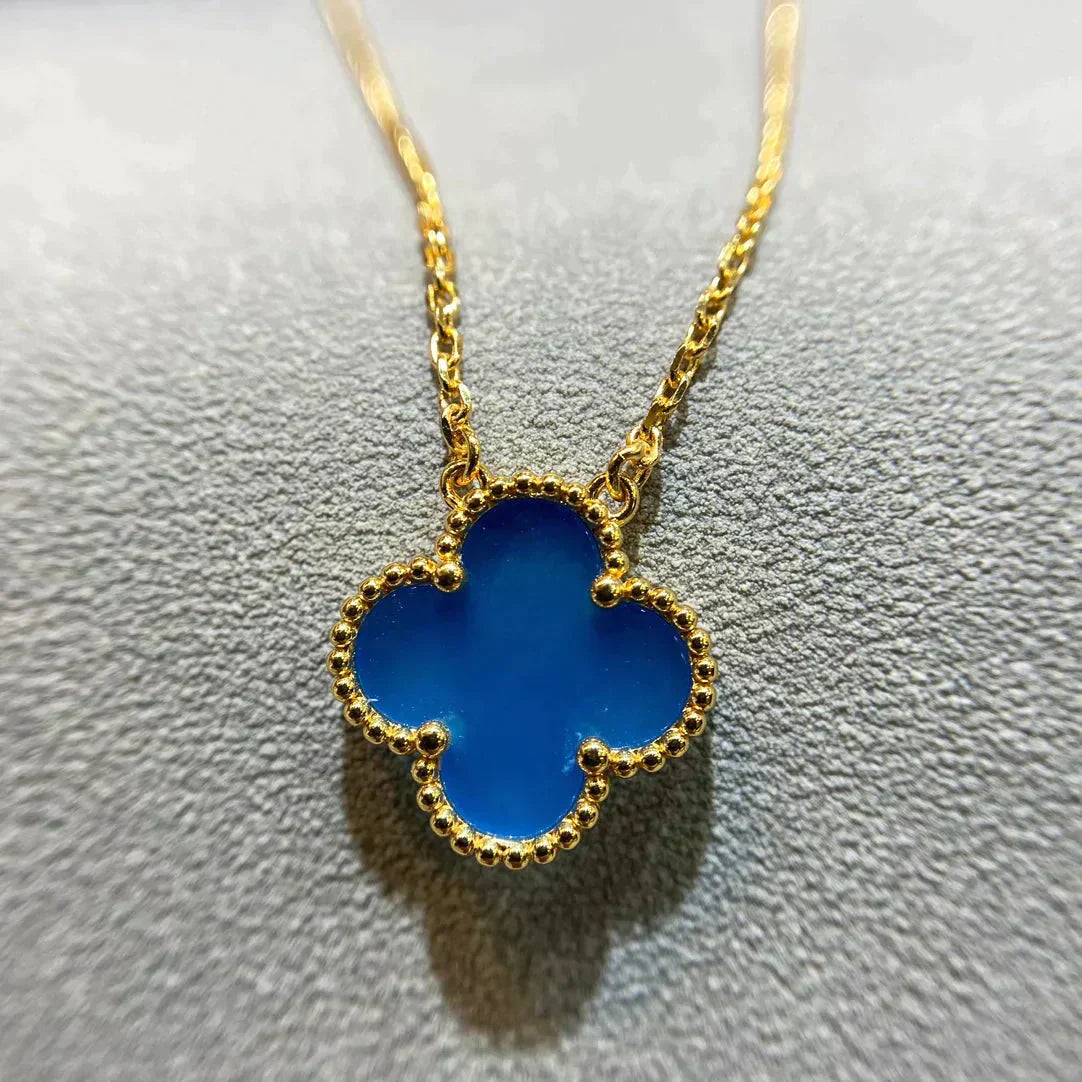 [Everoly JW]CLOVER 15MM BLUE AGATE NECKLACE
