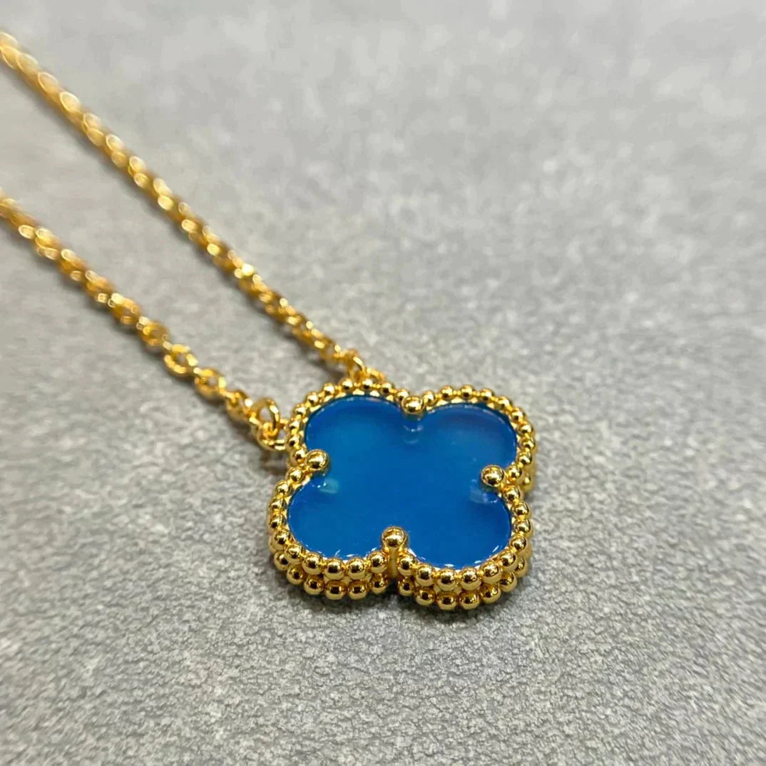 [Everoly JW]CLOVER 15MM BLUE AGATE NECKLACE