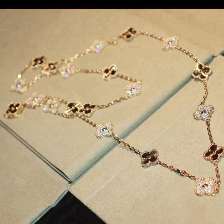 [Everoly JW]CLOVER 20 MOTIFS LASER DIAMOND NECKLACE