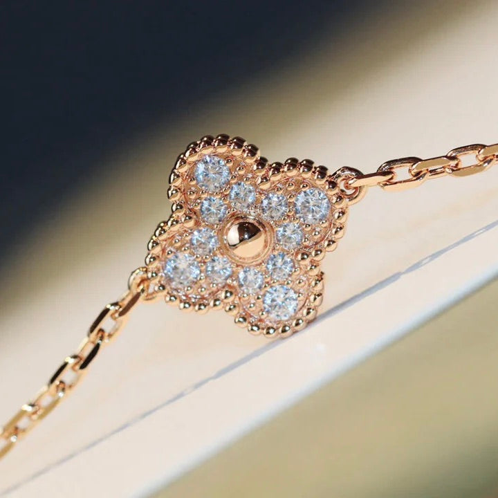 [Everoly JW]CLOVER 20 MOTIFS DARK MOP DIAMOND  NECKLACE