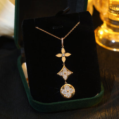 [Everoly JW]STAR AND SUN DIAMOND PINK GOLD NECKLACE