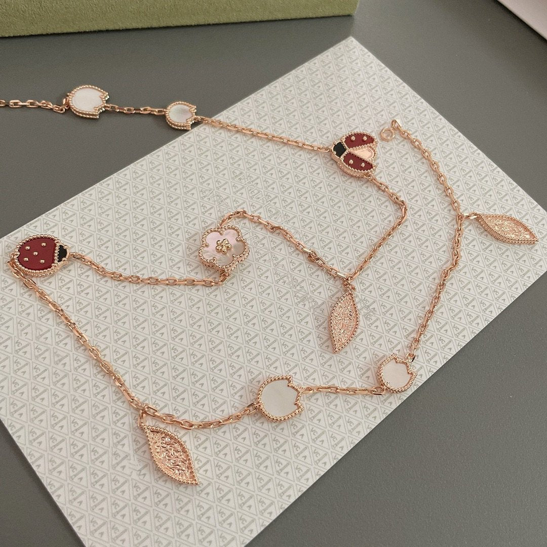 [Everoly JW]LUCKY SPRING 15 MOTIFS ROSE GOLD NECKLACE