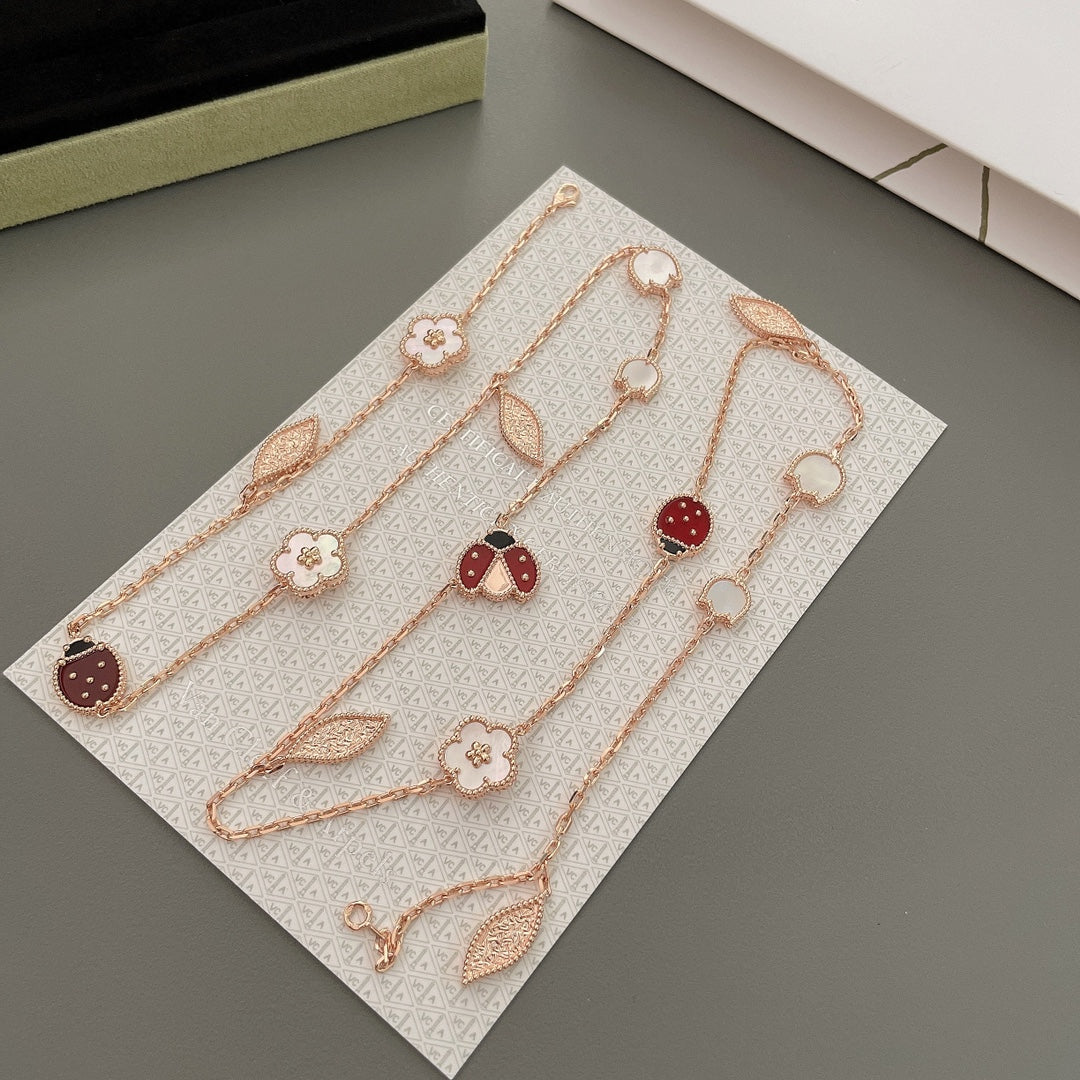 [Everoly JW]LUCKY SPRING 15 MOTIFS ROSE GOLD NECKLACE