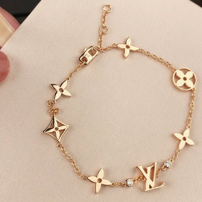[Everoly JW]スター＆サン 7モチーフ ゴールドブレスレット