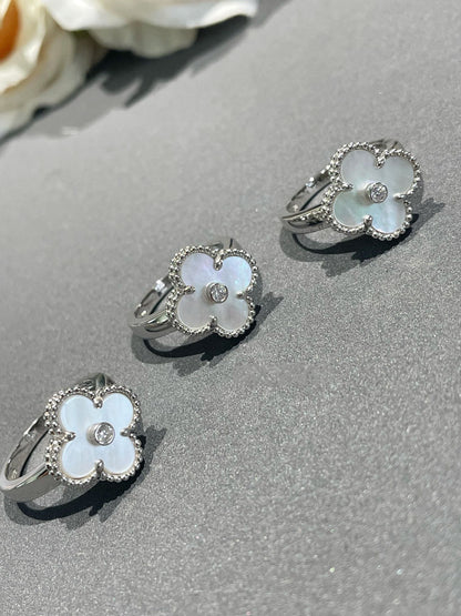 [Everoly JW]CLOVER SILVER MOP DIAMOND RING