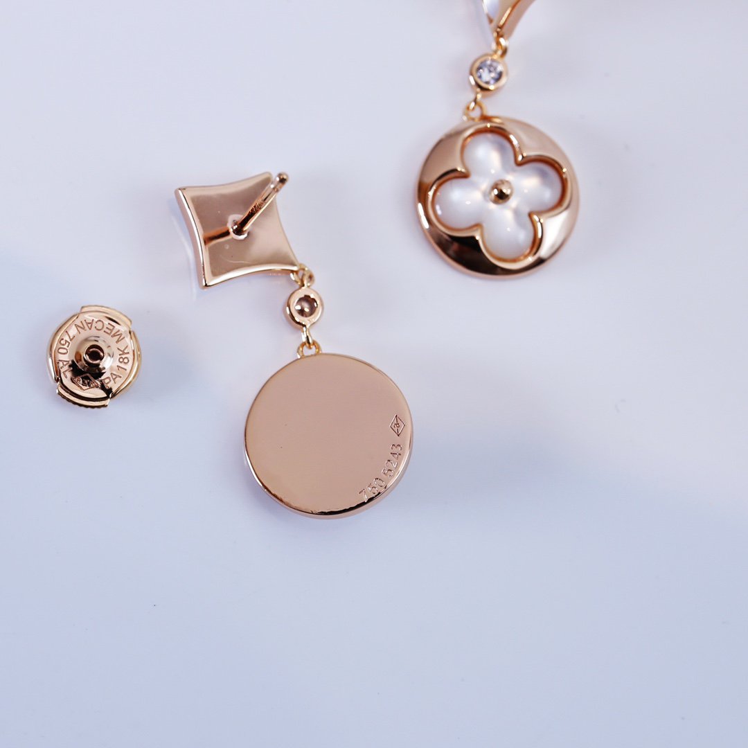 [Everoly JW]STAR AND SUN PINK GOLD MOP DROP EARRINGS