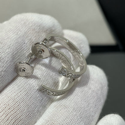 [Everoly JW]LOVE DIAMOND SILVER HOOP EARRINGS