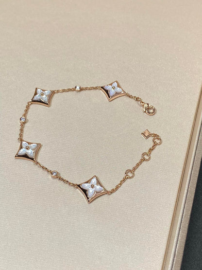 [Everoly JW]STAR 4 MOTIF MOP DIAMOND PINK GOLD BRACELET