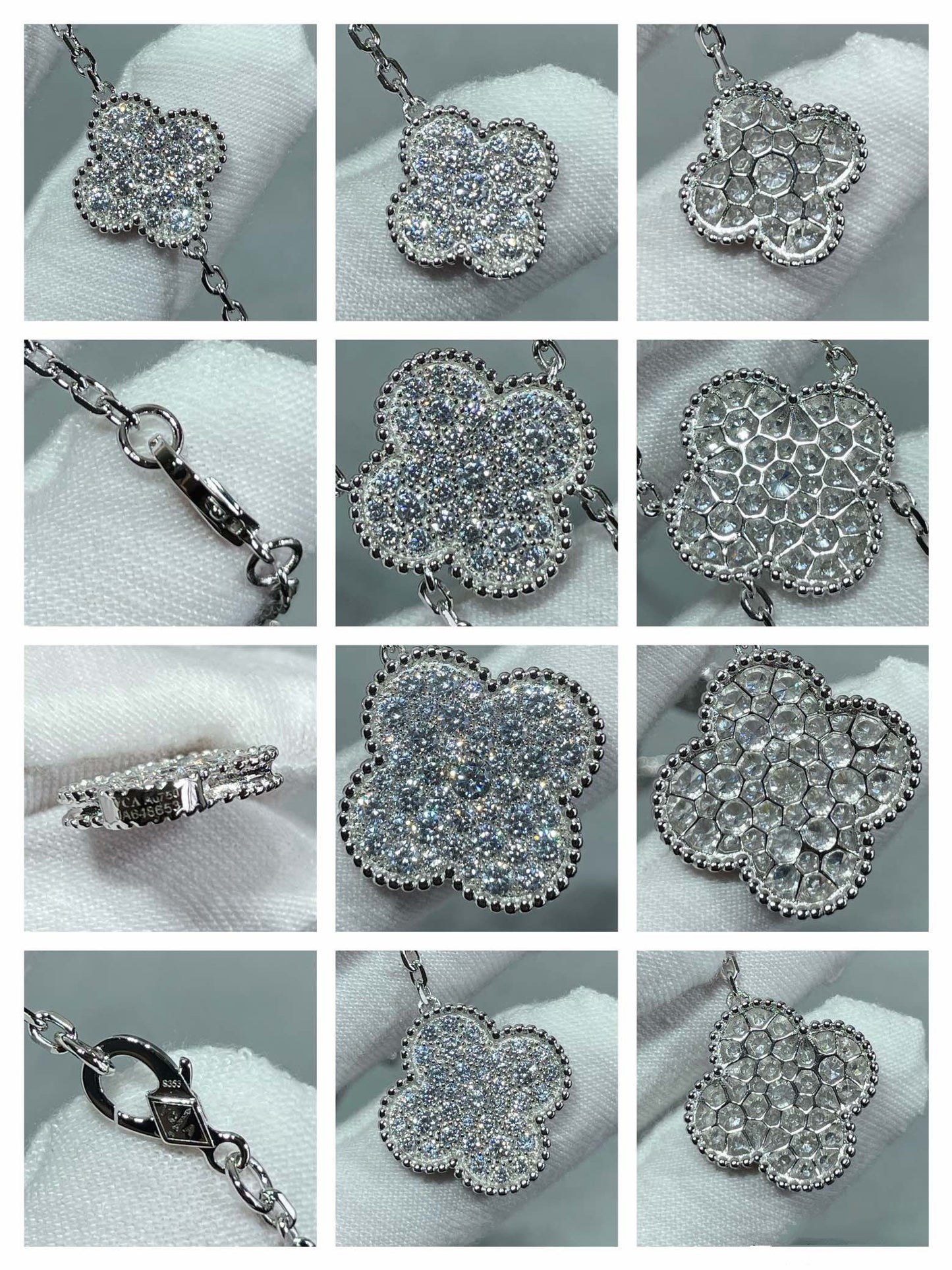 [Everoly JW]CLOVER 6 MOTIF DIAMOND PAVED NECKLACE