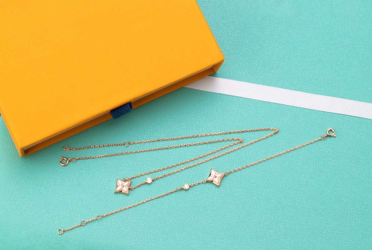 [Everoly JW]STAR PINK MOP 1 DIAMOND PINK GOLD NECKLACE
