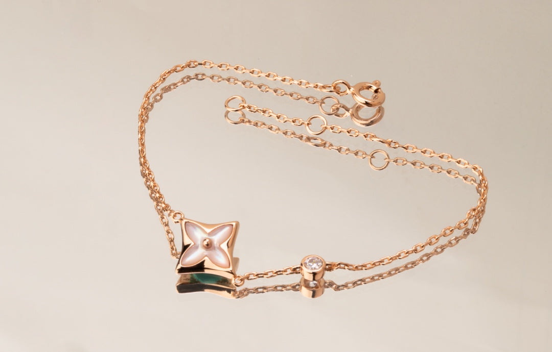 [Everoly JW]STAR PINK MOP 1 DIAMOND PINK GOLD NECKLACE