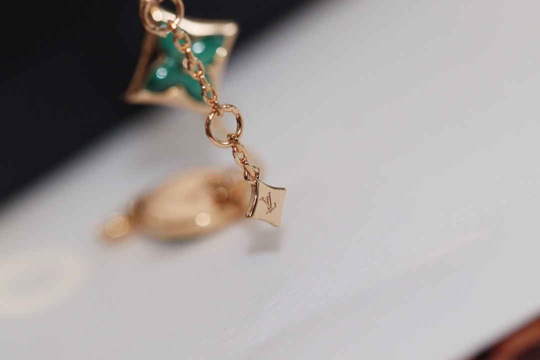 [Everoly JW]STAR AND SUN 4 MOTIF PINK GOLD MALACHITE BRACELET