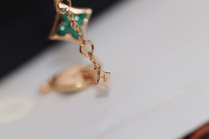 [Everoly JW]STAR AND SUN 4 MOTIF PINK GOLD MALACHITE BRACELET