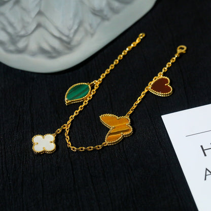 [Everoly JW]LUCKY SPRING 5 MOTIF GOLD BRACELET