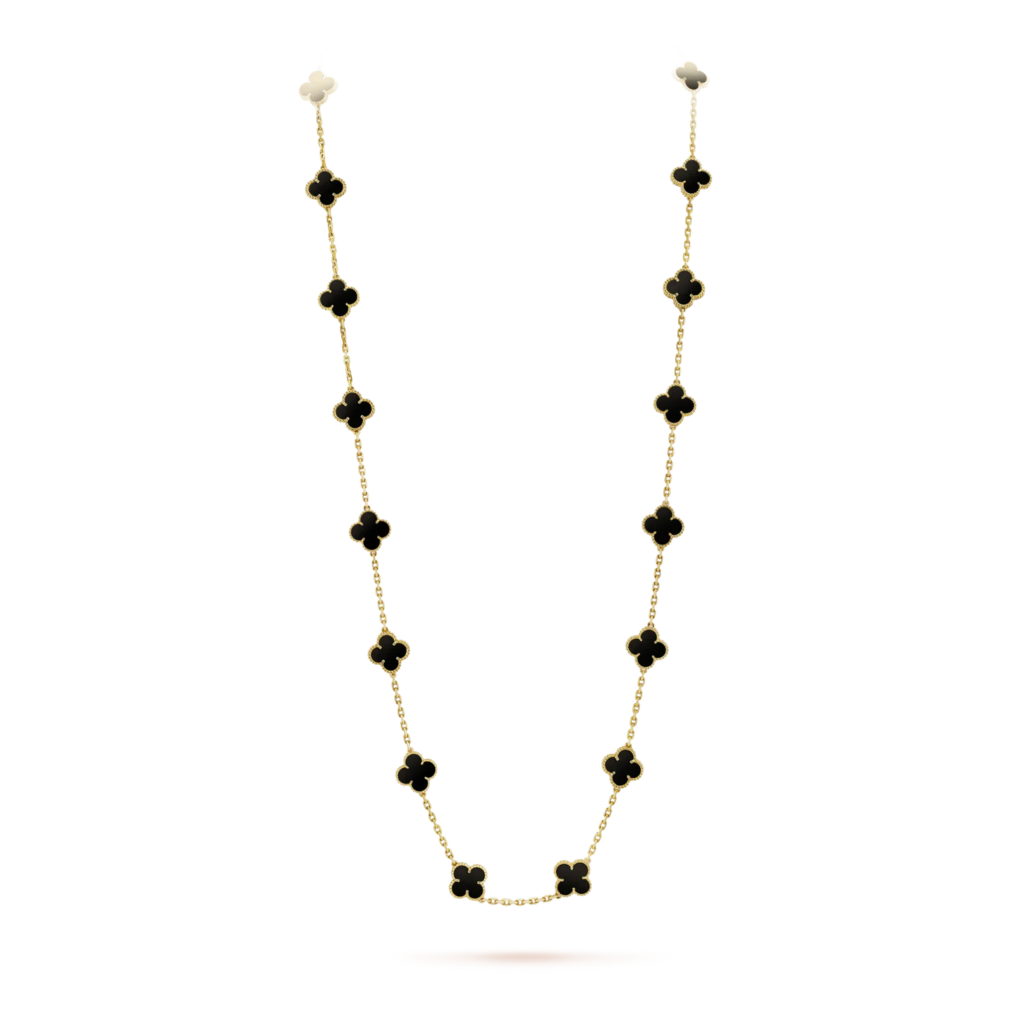 [Everoly JW]CLOVER 20 MOTIFS ONYX NECKLACE