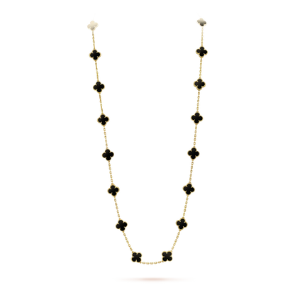[Everoly JW]CLOVER 20 MOTIFS ONYX NECKLACE