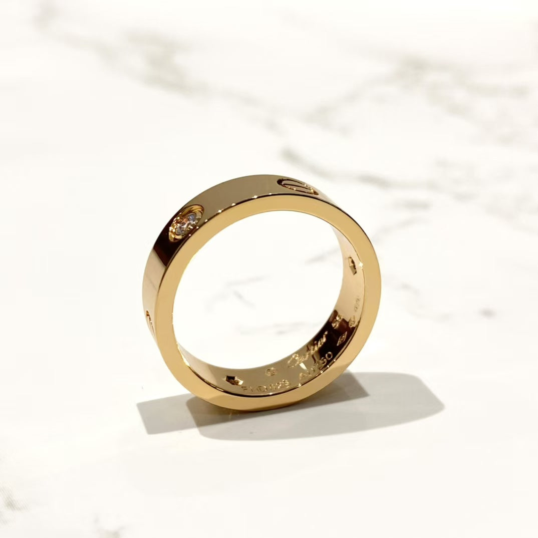 [Everoly JW]LOVE RING 5.5MM 3 DIAMONDS PINK GOLD