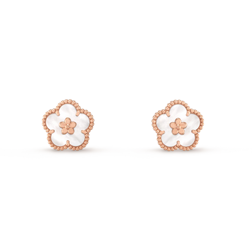 [Everoly JW]LUCKY PINK GOLD WHITE MOP EARRINGS