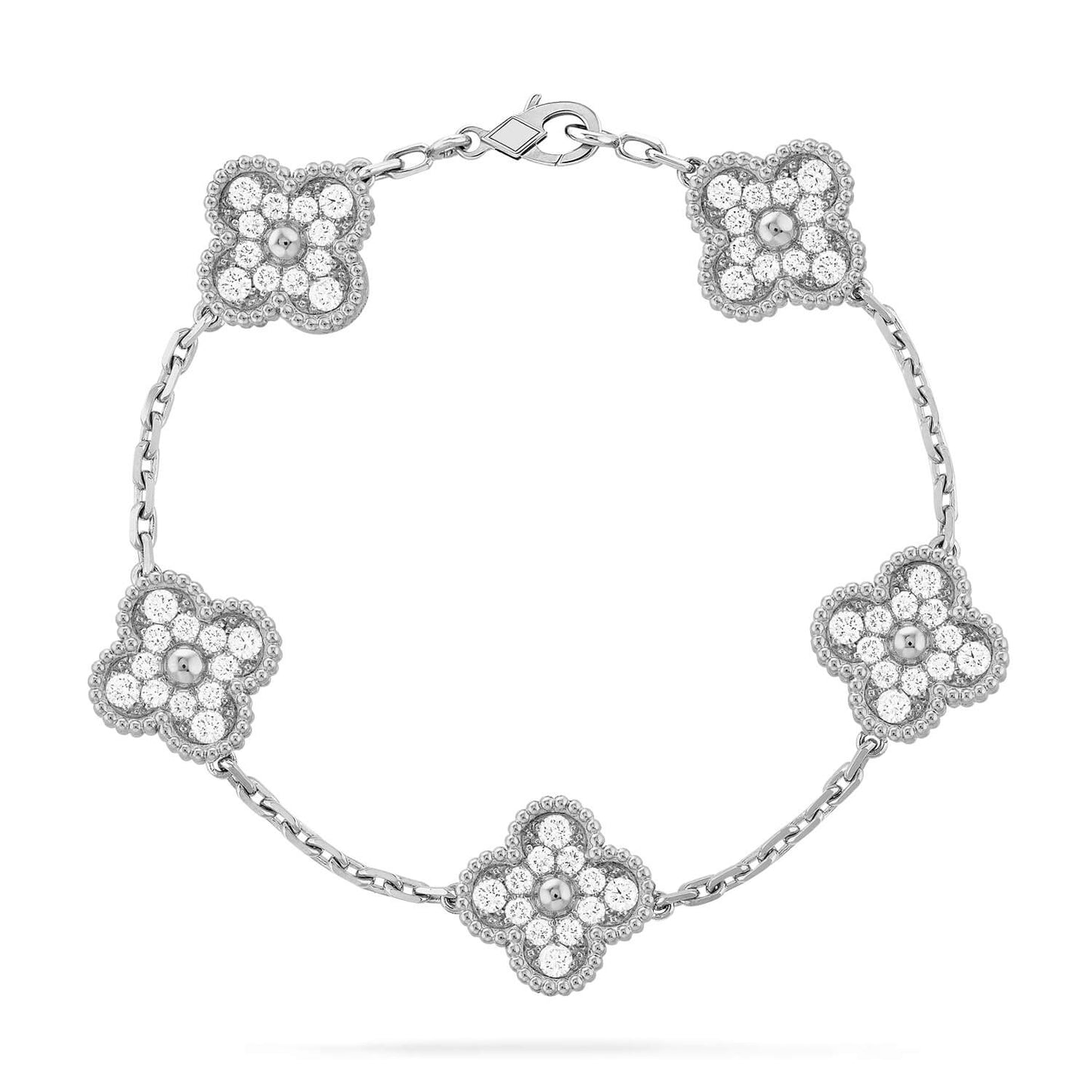 [Everoly JW]  CLOVER 5 MOTIF FULL DIAMOND BRACELET COLLECTION