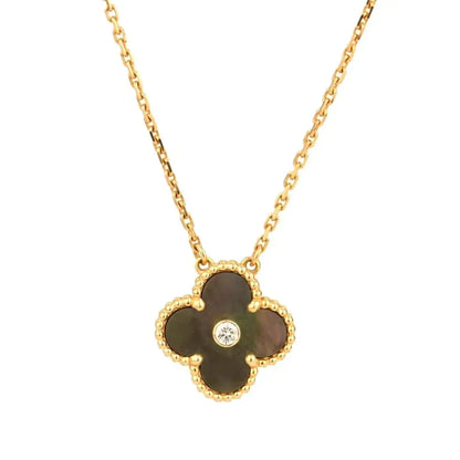 [Everoly JW]CLOVER 15MM DIAMOND AND MOTHER-OF-GREY NECKLACE