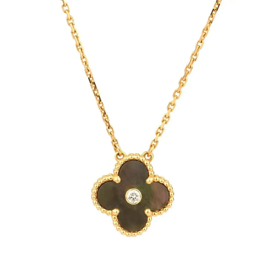 [Everoly JW]CLOVER 15MM DIAMOND AND MOTHER-OF-GREY NECKLACE