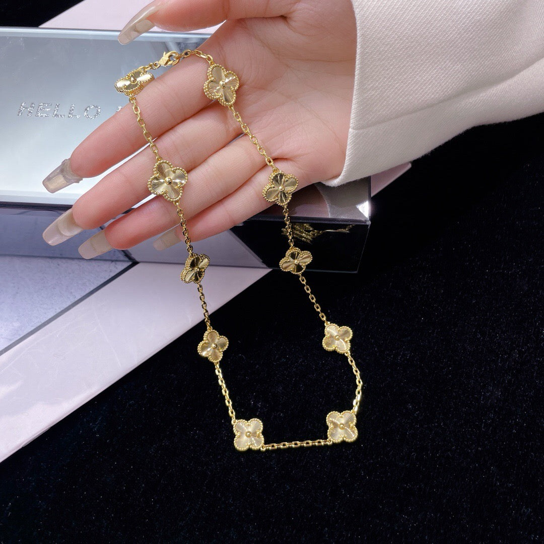 [Everoly JW]CLOVER 10 MOTIFS LASER NECKLACE