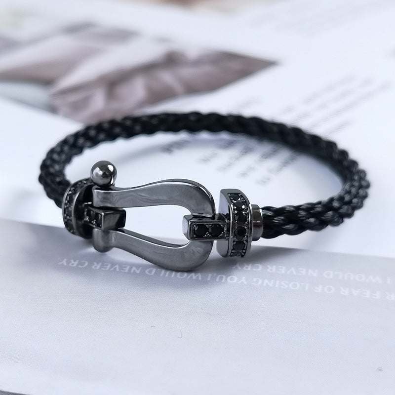 [Everoly JW]FORCE LARGE SERIES HORSESHOE BLACK SAMURAI BRACELET