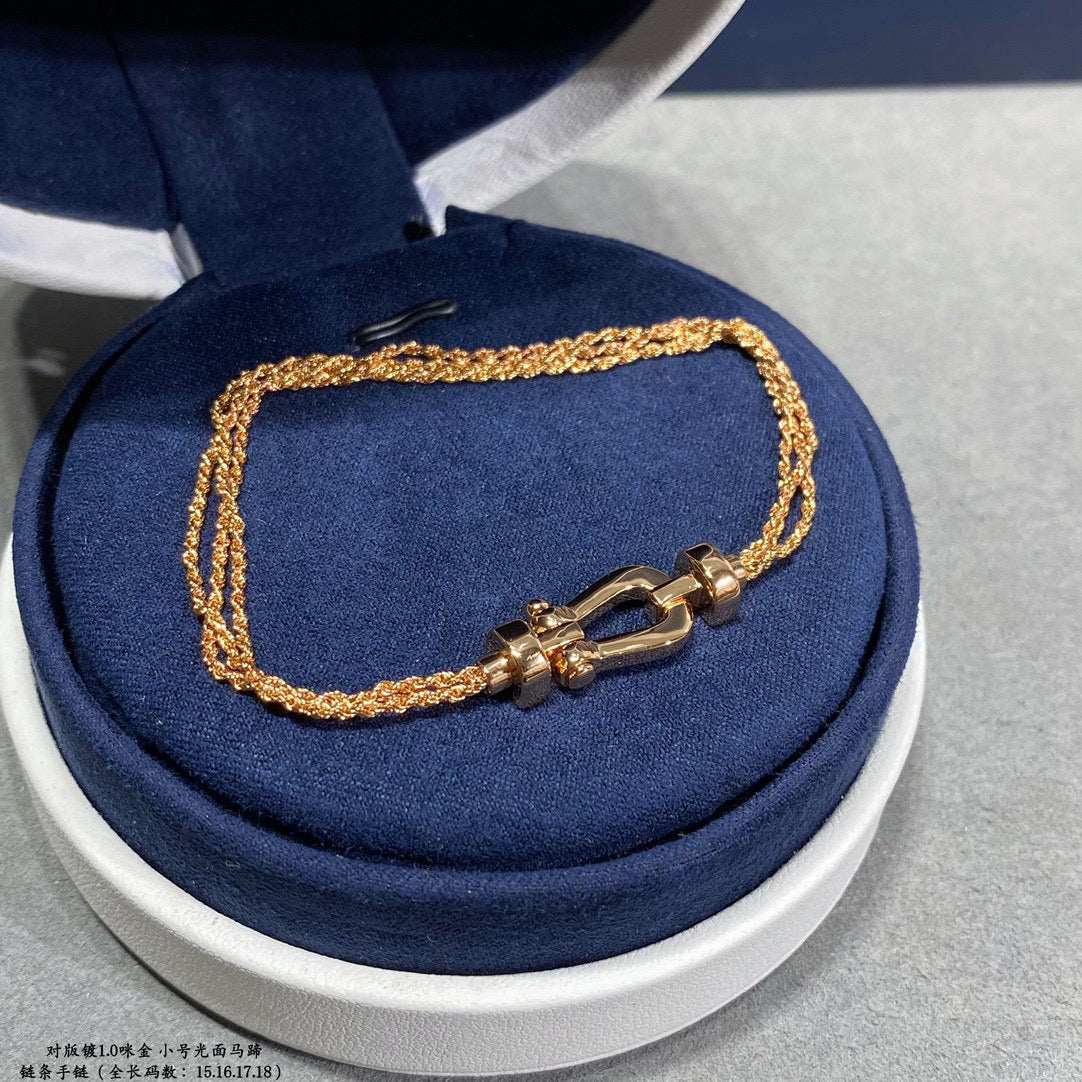 [Everoly JW]FORCE SMALL HORSESHOE  DIAMOND CHAIN ROPE BRACELET