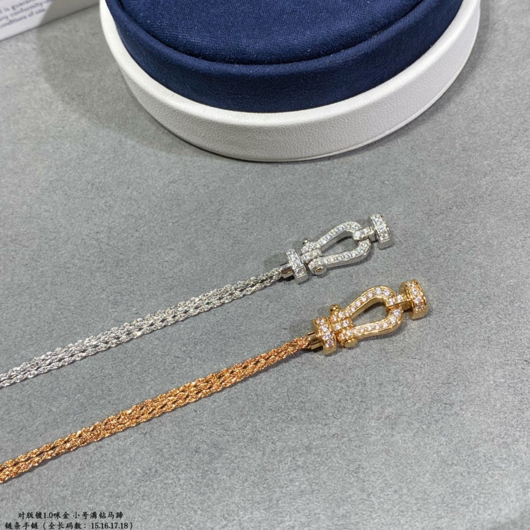 [Everoly JW]FORCE SMALL HORSESHOE  DIAMOND CHAIN ROPE BRACELET