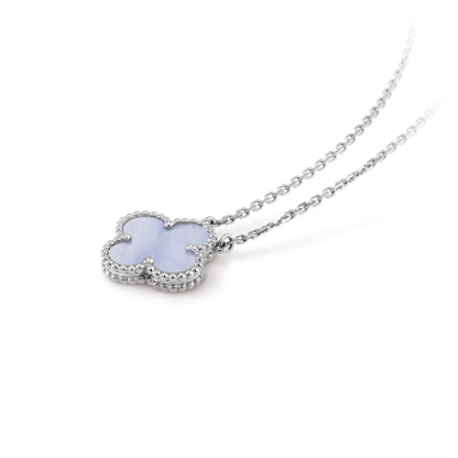 [Everoly JW]CLOVER 15MM BLUE CHALCEDONY NECKLACE SILVER