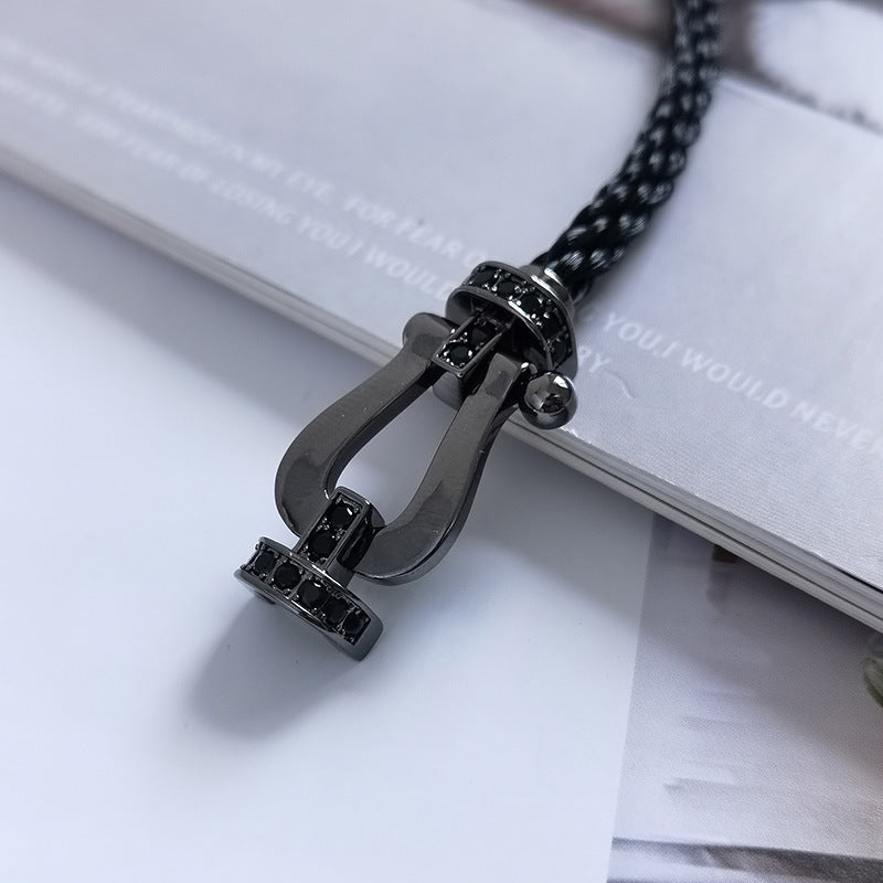 [Everoly JW]FORCE LARGE SERIES HORSESHOE BLACK SAMURAI BRACELET